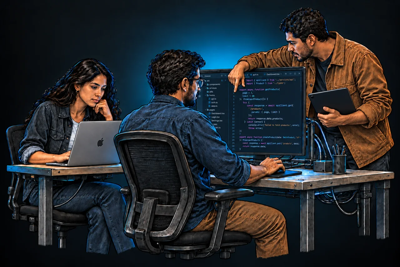 Equipo de ingeniería desarrollando el software y las integraciones del kiosco