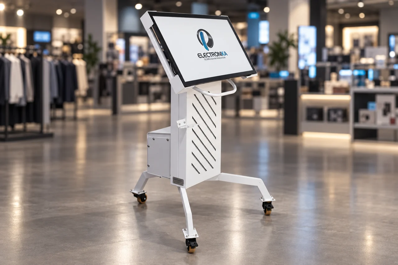 Kiosco Spider Retail de Electronika instalado en un entorno comercial